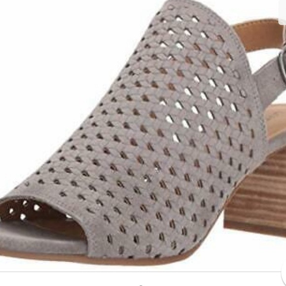 Lucky Brand Shoes - LUCKY BRAND VERAZINO HEELED TITANIUM GRAY SUEDE BLOCK HEEL SANDAL